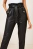 Lipsy Black Petite Faux Leather Paperbag Trouser