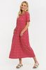 Threadbare Red Cotton Smock-Style Midi Dress