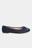Long Tall Sally Blue Wide-Fit Ballerina Faux Suedette Pumps