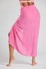 South Beach Pink Crinkle Viscose Fringed Cover Up