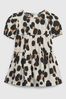 Gap Leopard Print Leopard Print Short Sleeve Round Neck Tiered Dress
