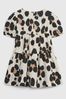 Gap Leopard Print Leopard Print Short Sleeve Round Neck Tiered Dress