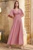 Lipsy Pink Empire Short Sleeve Bridesmaid Maxi Louise Dress