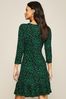 Friends Like These Green Fit And Flare Round Neck 3/4 Sleeve Dress