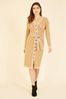 Yumi Yellow Knitted Shirt Dress With Contrast Border