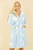 Yumi Light Blue & White Super Spoft Star Dressing Gown
