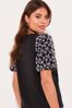 Lipsy Black Broderie Puff Sleeve Round Neck Jersey T-Shirt