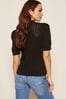 Friends Like These Black Short Sleeve Button Up Pointelle Knitted Cardigan