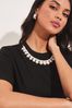 Lipsy Black Pearl Necklace Trim T-Shirt