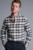 Charles Tyrwhitt Grey Check Plain Slim Fit Button-Down Washed Oxford Shirt