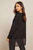Friends Like These Black/Grey Petite Soft Jersey V Neck Long Sleeve Tunic Top