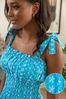 Pour Moi Blue Hannah Embroidered Woven Tie Strap Dress