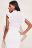 Lipsy White Embroidery Pretty Frill Neck Tie Ruffle Short Sleeve Shell Top