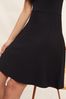 Friends Like These Black Short Sleeve Scoop Neck Knitted Fit and Flare Dress