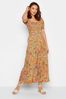 Long Tall Sally Orange Floral Floral Square Neck Maxi Dress