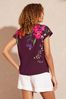 Love & Roses Berry Red Roll Sleeve Round Neck T-Shirt