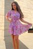 Girl In Mind Purple Francesca Wrap Over Skater Mini Dress