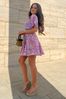 Girl In Mind Purple Francesca Wrap Over Skater Mini Dress