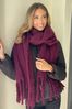 Lipsy Berry Red Red Super Soft Chunky Brushed Scarf