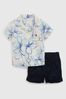 Gap White/Blue Floral Shirt & Shorts Set - Baby