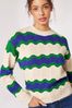 Apricot Blue Wavy Lines Jumper