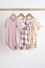 Pink Purple Skater Baby T-Shirt Rompers 3 Pack