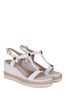 Linzi White Coralie Strappy Wedge Espadrilles With Gold Button Detail