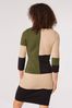 Apricot Green Constructive Colourblock Knit Basic Dress
