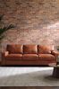 Barker and Stonehouse Rust Brown Lorenza Leather 3 Seater Sofa