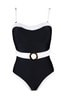 Pour Moi Monochrome Removable Straps Belted Control Swimsuit