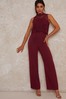 Chi Chi London Berry High Neck Lace Jumpsuit