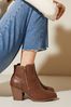 Friends Like These Brown Mid Block Heeled Side Zip Boot
