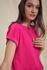 Love & Roses Bright Pink Roll Sleeve T-Shirt