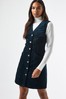 Dorothy Perkins Teal Button Cord Pinafore Dress