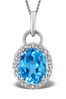 The Diamond Store Blue Topaz 2.96CT And Diamond Pendant Necklace in 9K White Gold