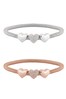 Lipsy Jewellery Two Tone Two Tone Heart Mesh Stretch Bracelets - Pack of 2 Gift Boxed