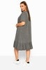 Yours Limited Charcoal Collection Curve Marl Frill Hem Dress