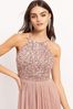 Maya Pink Petite Halterneck Delicate Sequin Maxi Dress