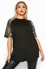 Yours Limited Black Collection Curve Animal Print Short Raglan Sleeve Top