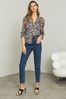 Lipsy Blue Floral Ruffle Front Blouse