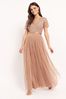 Maya Light Pink Chevron Sequin Maxi Dress