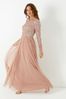 Maya Pink Petite Embellished Long Sleeve Maxi Dress