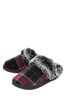 Dunlop Purple Ladies Denice Checked Fleece Slip-On Slippers