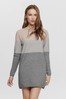 Only Light Grey Colour Block Knitted Jumper Dress