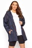 Yours Curve Navy Curve Pocket Parka With Contrast Drawstrings
