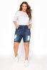 Yours Blue Curve Ripped Denim Short