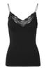 Pieces Black Ribbed Lace Detail Lounge Cami Top