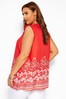 Yours Curve Red Daisy Border Print Sleeveless Blouse