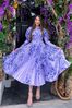 Closet Purple Floral Print London Pleated Dress