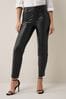 Only Black Petite High Waisted Faux Leather Trousers